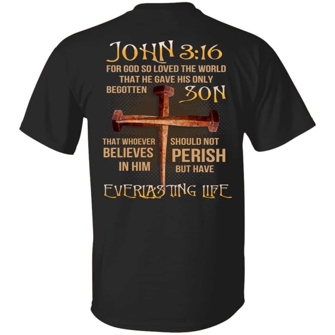 3NH. John 3 16 Tee, Black, Unisex T-Shirt