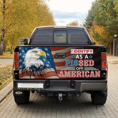 Alternative view of I Identify As A Pissed Off American Truck Tailgate Decal Sticker Wrap - Vinyl Graphic Decal Bumper Sticker