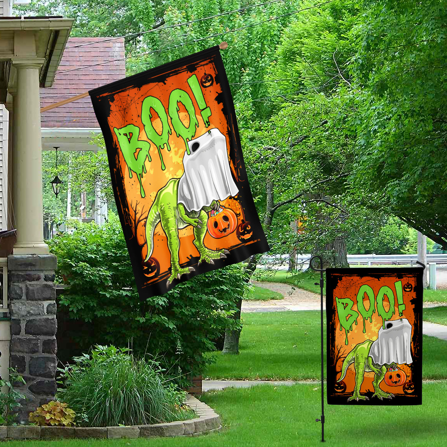 6BN. Boo Saurus 30x40 Garden & House Mockup 1