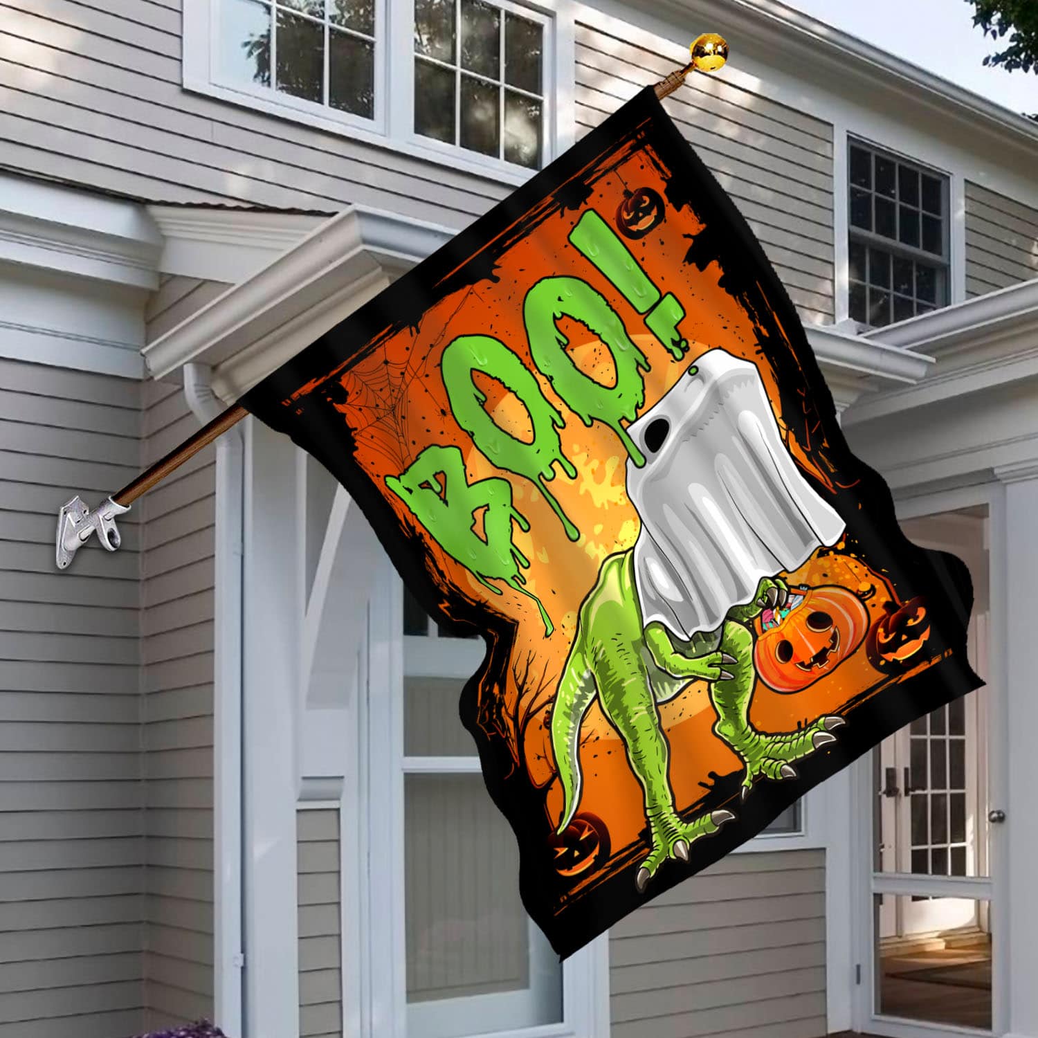 6BN. Boo Saurus 30x40 House Flag Mockup 6