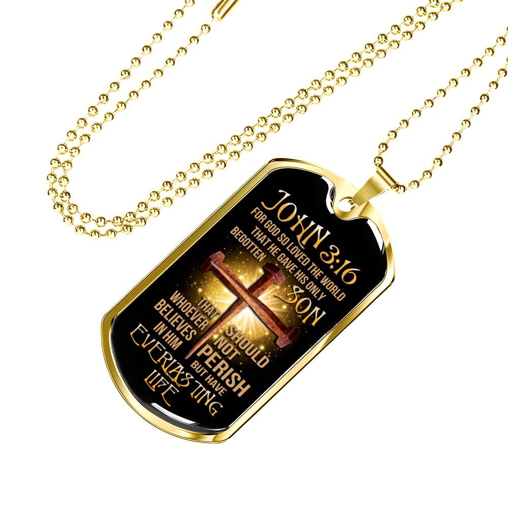 John 3:16 Bible Verse Scripture Christian Dog Tag Pendant Necklace