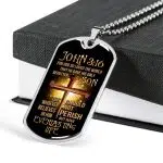 John 3:16 Bible Verse Scripture Christian Dog Tag Pendant Necklace