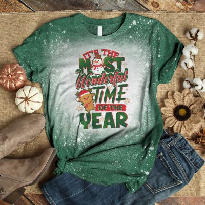 Alternative view of It's The Most Wonderful Time Of The Year Sweatshirt Sublimation Bleached T-Shirt - Christmas Bleach Shirt
