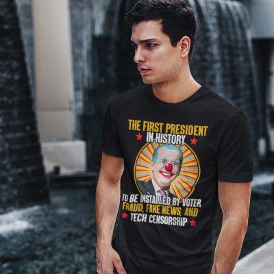 Alternative view of Biden The First President In History To Be Installed By Voter Fraud Fake News And Tech Censorship T-Shirt