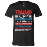 5VT. Trump Girl Protected By God, Black, V-Neck T-Shirt