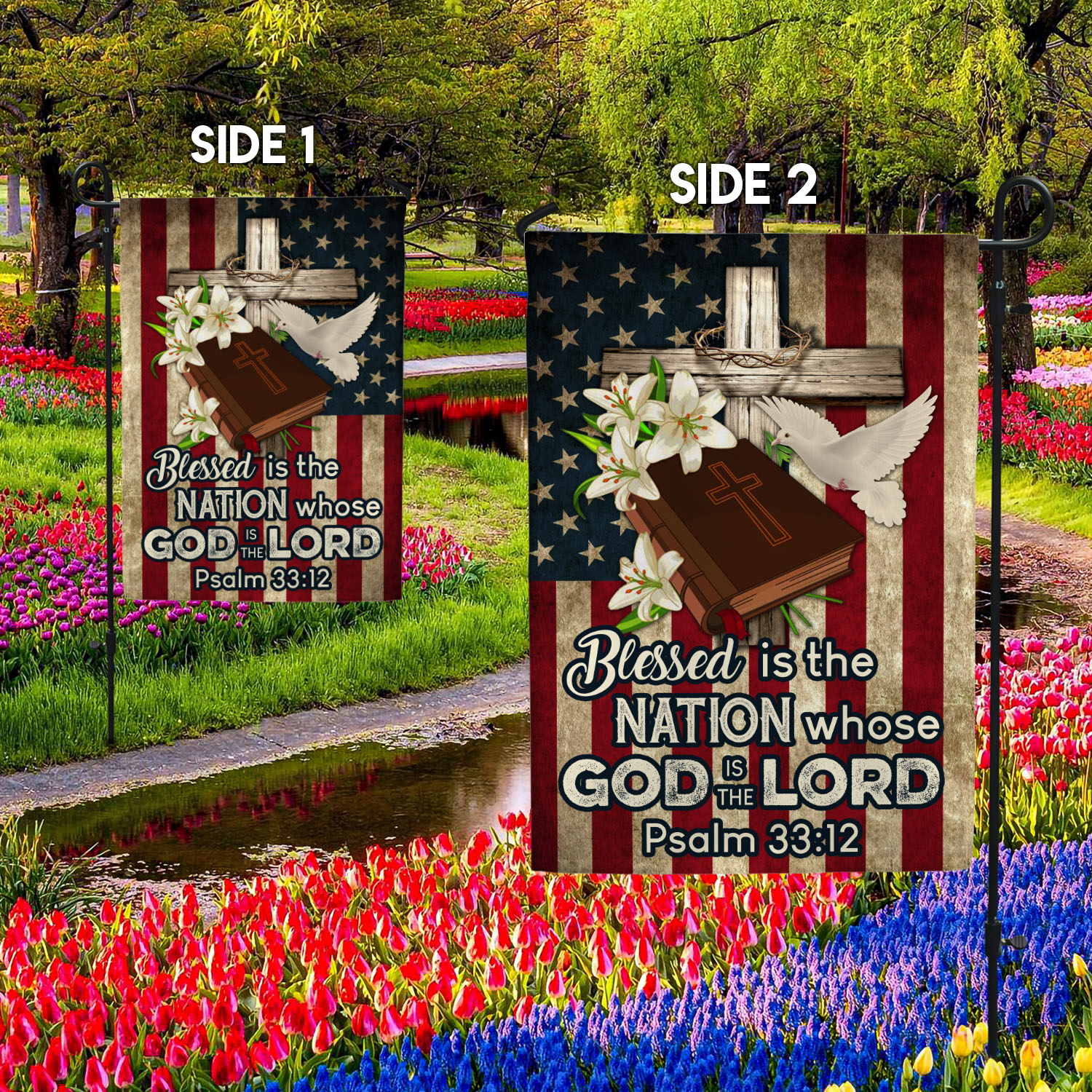3BN. God Is Lord 30x40-Side 1 Garden Flag Mockup 2 Side-2