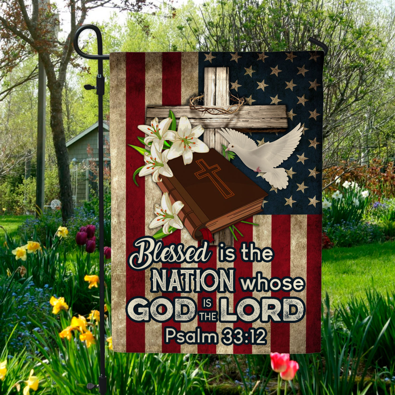 3BN. God Is Lord 30x40-Side 1 Garden Flag Mockup 5