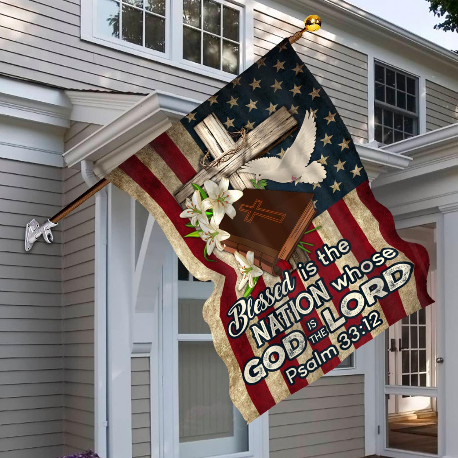 3BN. God Is Lord 30x40-Side 1 House Flag Mockup 6