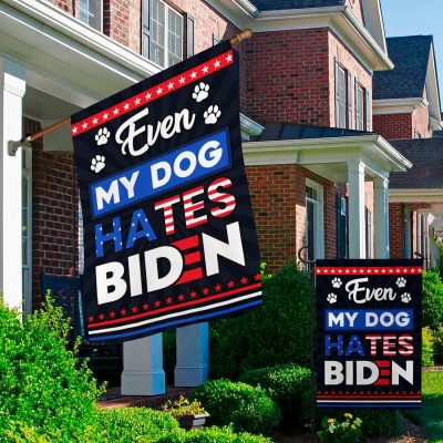 Alternative view of Even My Dog Hates Biden Funny Decorative Garden Flag - Funny Political House Flag - Wall Flag