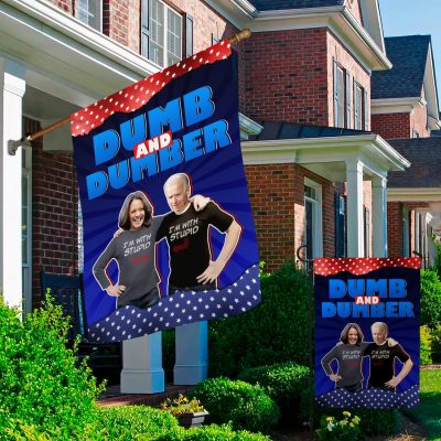 Alternative view of Dumb And Dumber Joe Biden Kamala Harris Decorative Garden Flag - Indoor Outdoor Flag - House Flag