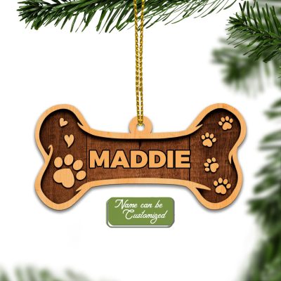 Alternative view of Personalized Name Dog Bone Decorative Custom Shaped Wooden Christmas Ornament Keepsake - Custom Your Dog's Name Gift