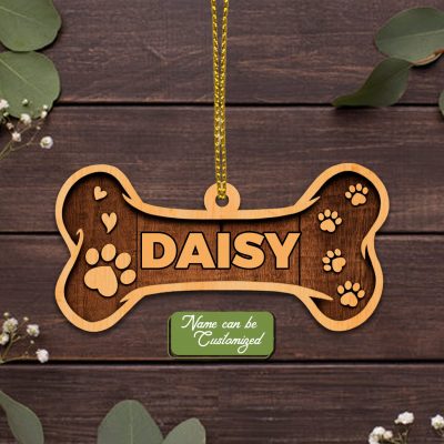 Personalized Name Dog Bone Decorative Custom Shaped Wooden Christmas Ornament Keepsake - Custom Your Dog's Name Gift