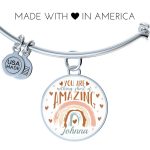 Personalized Name You Are Nothing Short of Amazing Rainbow Circle Pendant Necklace - Bangle