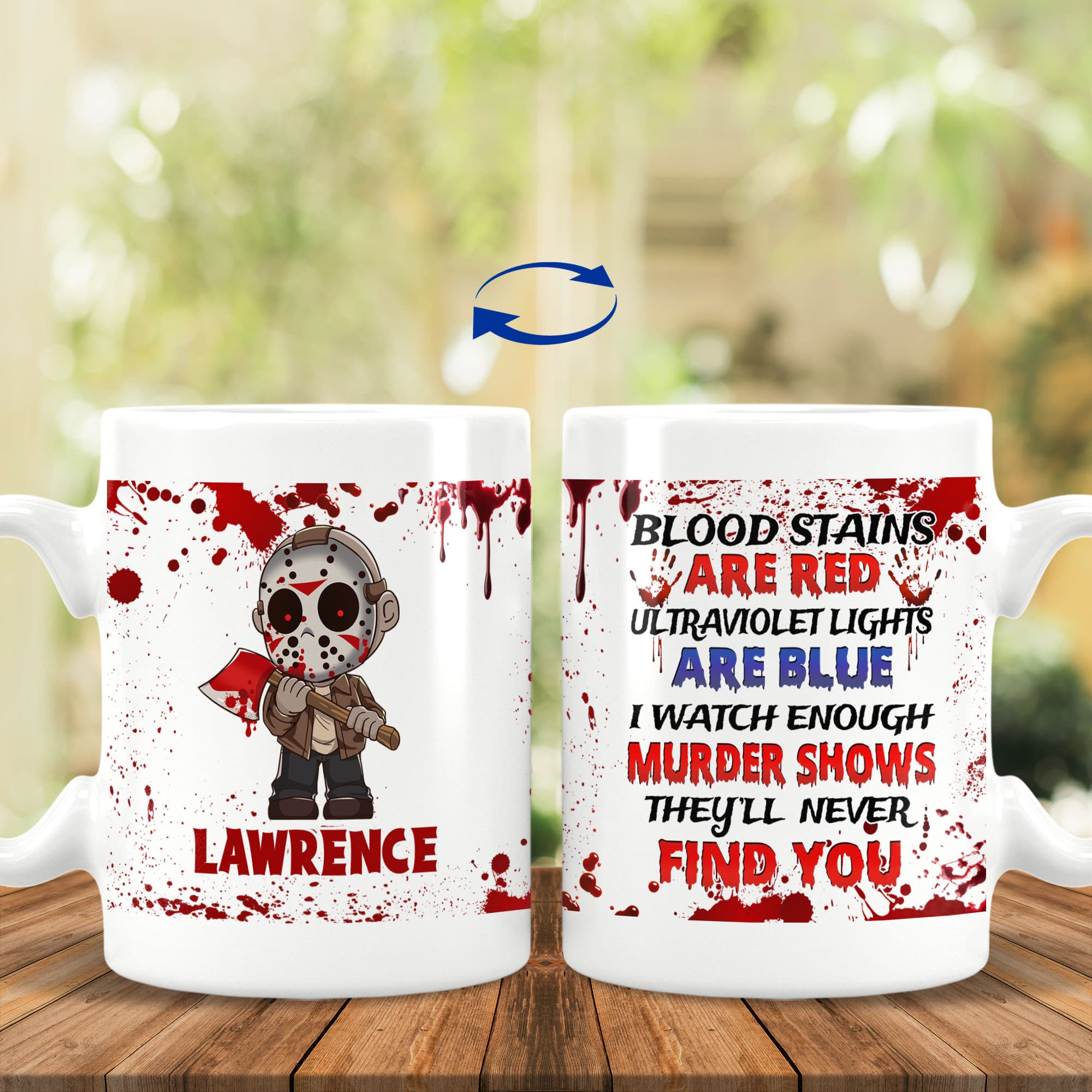1VT. Blood Stains Are Red Clipart Mug (Sample Design) 15 OZ White Mug