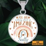 Personalized Name You Are Nothing Short of Amazing Rainbow Circle Pendant Necklace - Bangle