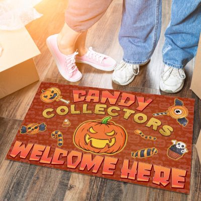 Candy Collectors Welcome Here Doormat - Halloween Trick Or Treat Candy Collectors Welcome Mat