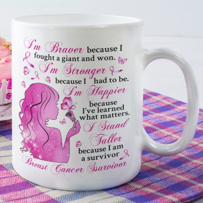 Breast Cancer I'm Braver Because I Fought A Giant And Won Coffee Mug - Breast Cancer Survivor Travel Bottle