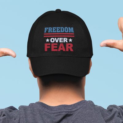 Alternative view of Freedom Over Fear Patriotic Political Twill Cap - High-Profile Snapback Hat