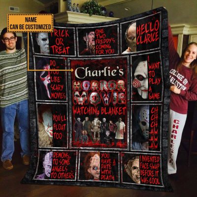 Alternative view of Personalized Name This Is My Horror Movie Watching Blanket - Custom Name Horror Movie Fleece Blanket
