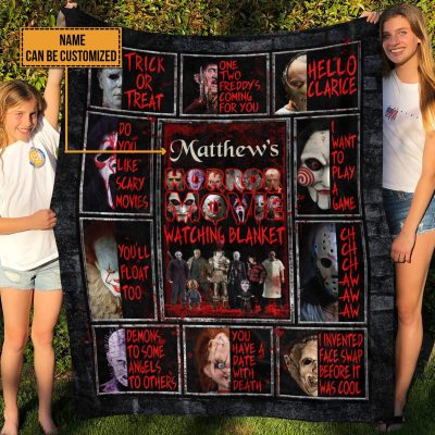 Personalized Name This Is My Horror Movie Watching Blanket - Custom Name Horror Movie Fleece Blanket