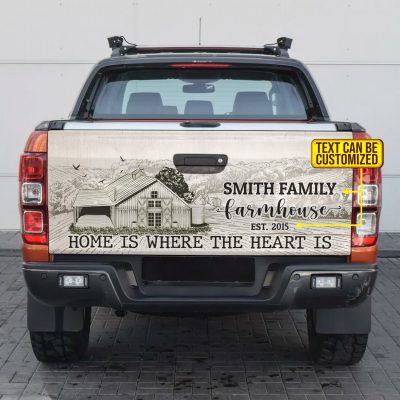 Home Is Where the Heart Is Personalized Family Name Truck Tailgate Decal Sticker Wrap - Vinyl Graphic Decal Bumper Sticker