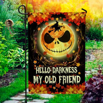 Hello Darkness My Old Friend Jack Skellington Moon Decorative Garden Flag - Halloween Jack Moon House Flag - Wall Flag