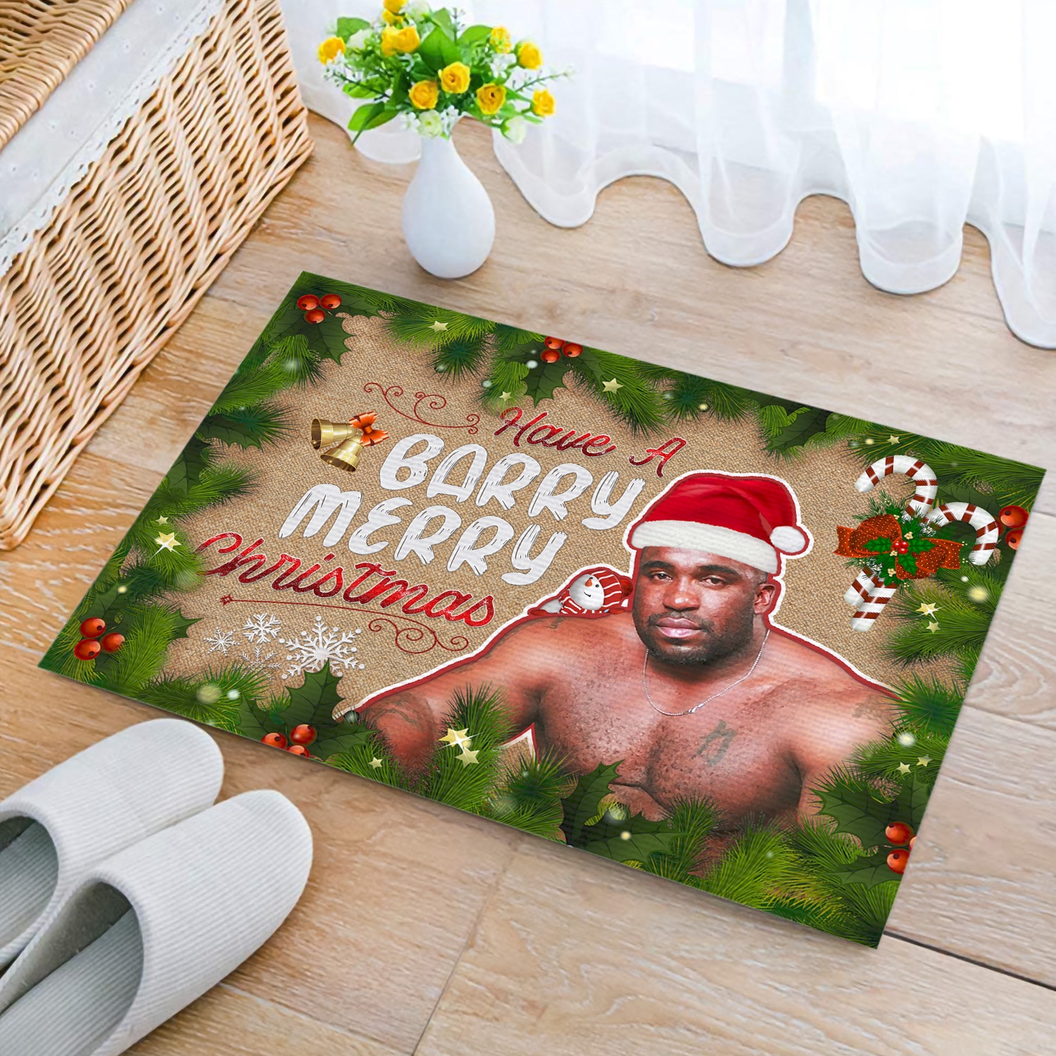 11LV. Have A Barry Christmas (Doormat) Doormat mockup 2