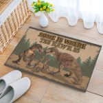 Home Is Where The Rawr Outdoor Indoor Doormat - Dinosaur Welcome Mat House Warming Gift - Funny Home Decor