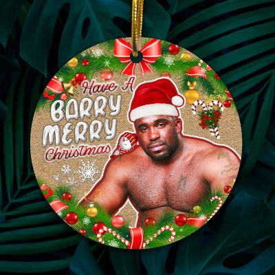 Barry Wood Have a Barry Merry Christmas Funny Decorative Christmas Ornament - Holiday Flat Circle Ornament