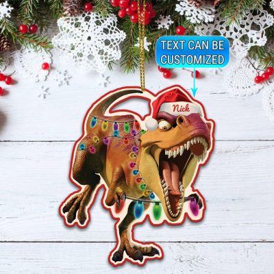 Personalized Dinosaur Christmas Decorative Custom Shaped Wooden Christmas Ornament Keepsake - Xmas Holiday Gifts