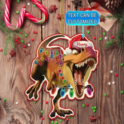 Alternative view of Personalized Dinosaur Christmas Decorative Custom Shaped Wooden Christmas Ornament Keepsake - Xmas Holiday Gifts