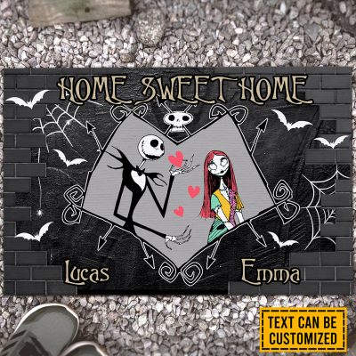 Personalized Jack Skellington And Sally Nightmare Before Christmas Home Sweet Home Outdoor Indoor Doormat
