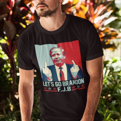 Alternative view of Let's Go Brandon FJB Funny Trump Middle Fingers T-Shirt - Let's Go Brandon Chant Shirt