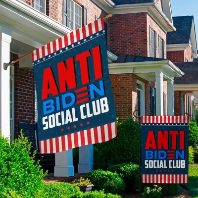 Alternative view of Anti Biden So-cial Club Decorative Garden Flag - Anti Biden House Flag - Funny Political Indoor Outdoor Flag