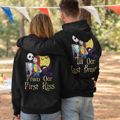 Alternative view of Couple Till Our Last Breath From Our First Kiss Jack And Sally Back Print Hoodie Sweatshirt Long Sleeve Shirt