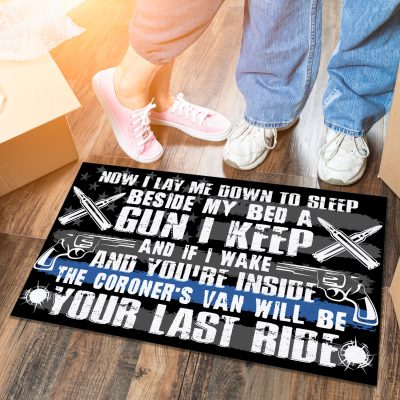 Alternative view of Veteran Now I Lay Me Down To Sleep Beside My Bed A Gun I Keep House Doormat - Outdoor Indoor Doormat