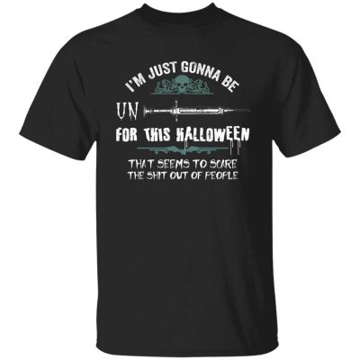 4VT. Just Gonna Be Unvaccinated This Halloween, Black, Unisex T-Shirt