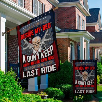 Alternative view of Now I Lay Me Down To Sleep Beside My Bed A Gun I Keep Outdoor Indoor Garden Flag - House Flag - Wall Flag