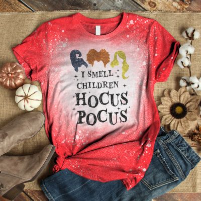 Alternative view of I Smell Children Sanderson Sisters Sublimation Bleached T-Shirt - Hocus Pocus Bleach Shirt