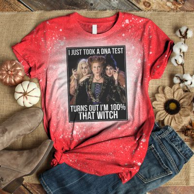 Alternative view of I Just Took a Dna Test Turns out I'm 100% that Witch Sublimation Bleached T-Shirt - Hocus Pocus Bleach Shirt