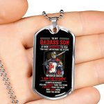 Knight Templar To My Badass Son If Fate Whispers To You You Can't Stand With The Storm Dog Tag Pendant Necklace