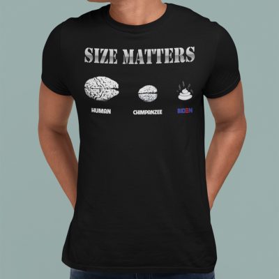 Alternative view of Biden Brain Size Matters Human Chimpanzee T-Shirt - Funny Sarcastic Anti Joe Biden V-Neck Tee
