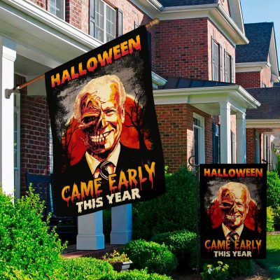 Alternative view of Funny Anti Biden Halloween Came Early This Year Garden Flag - Biden  Zombie House Flag - Wall Flag