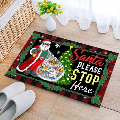 Alternative view of Funny Christmas Santa Please Stop Here Indoor Outdoor Doormat - Santa Stop Here Doormat