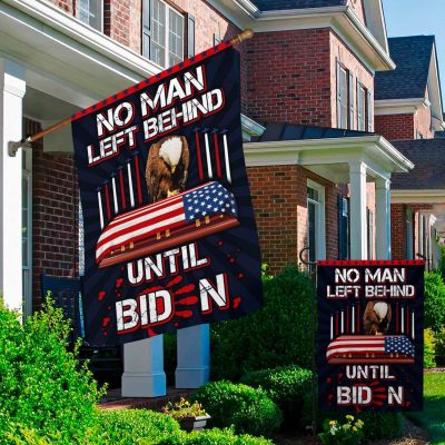 Alternative view of No One Left Behind Until Biden Flag - Never Forget Fallen Soldiers Afghanistan Garden Flag - House Flag
