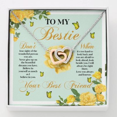 To My Bestie Don't Lose Sight Of The Wonderful Person You Are Interlocking Hearts Pendant Necklace - Interlocking Hearts Necklace