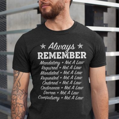 Alternative view of Always Remember Mandatory Not A Law Required Not A Law Mandated Not A Law Political T-Shirt