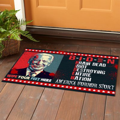 Alternative view of Biden Brain Dead Idiot Destroying Entire Nation House Doormat - Funny Biden Halloween Outdoor Indoor Decorative Doormat