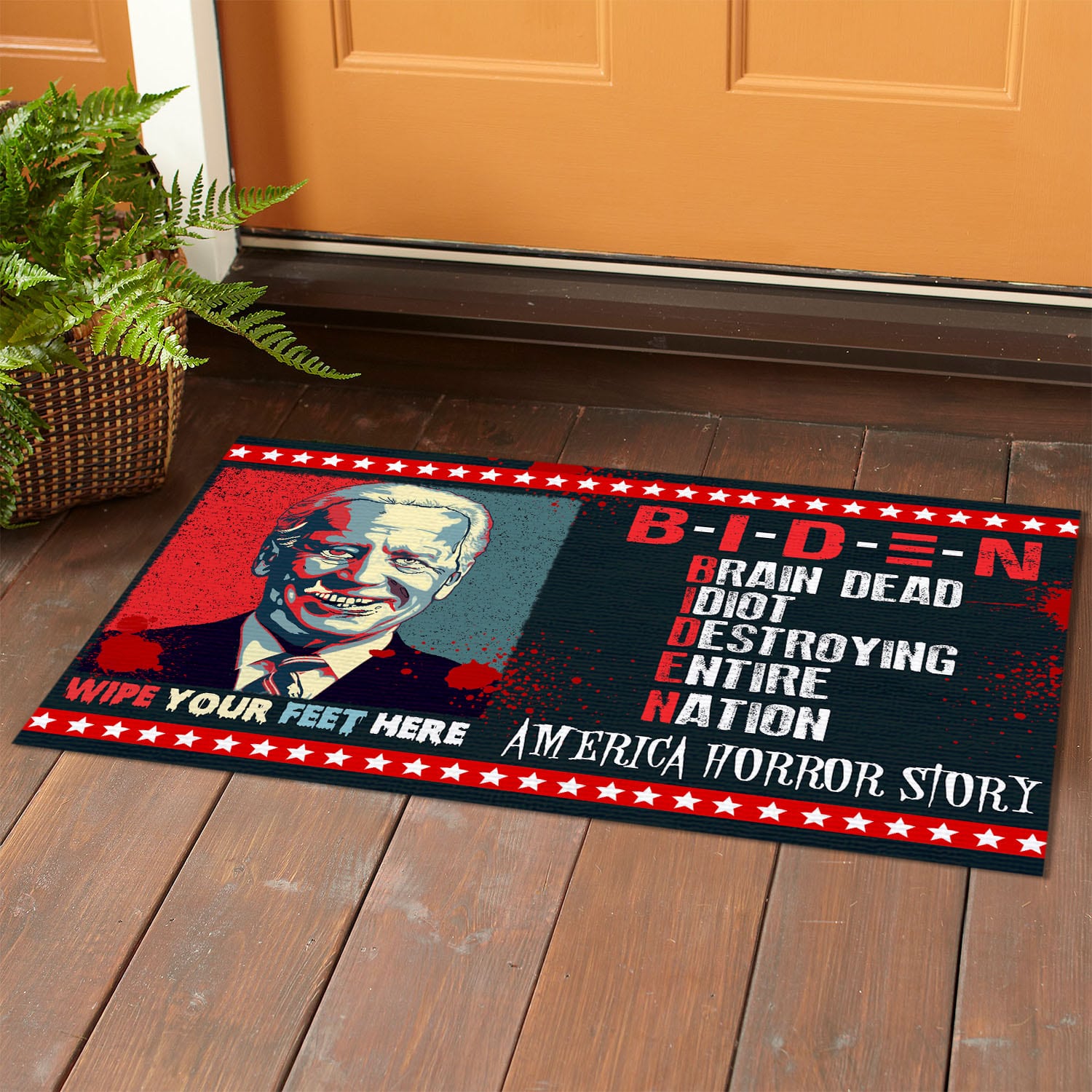 2VT. Biden Zombie Brain Dead Doormat mockup 1