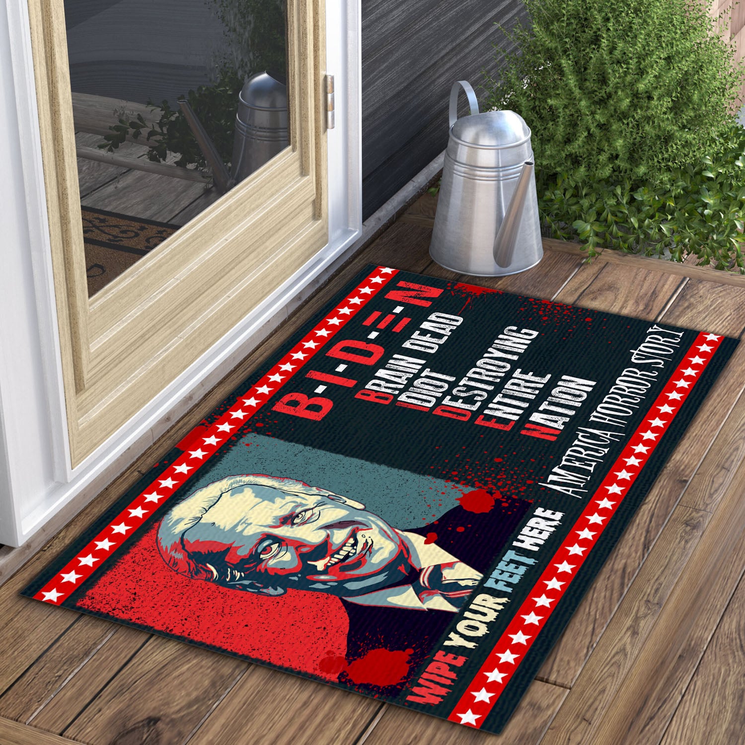 2VT. Biden Zombie Brain Dead Doormat mockup 3